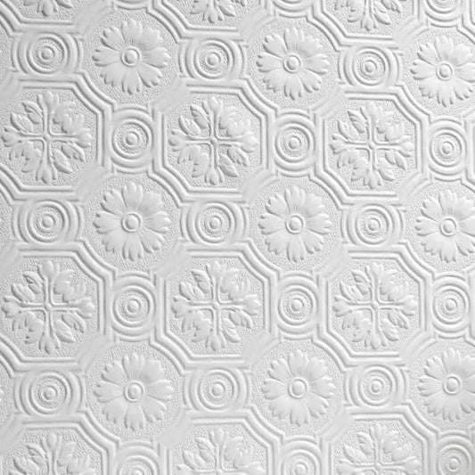 Anaglypta Supaglypta Spencer Floral Motif Wallpaper White Sample