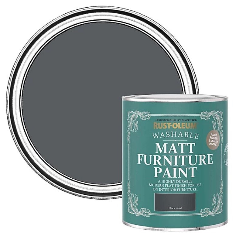 Rust Oleum Matt Furniture Paint - Black Sand 750ml