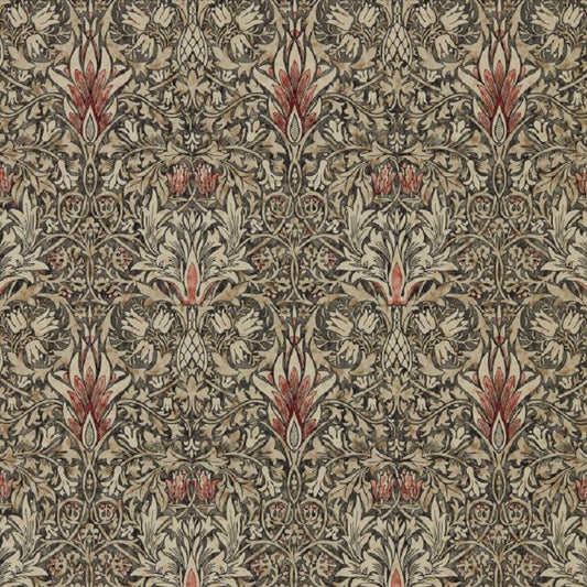 Morris & Co Snakeshead Wallpaper - Charcoal/Spice Sample