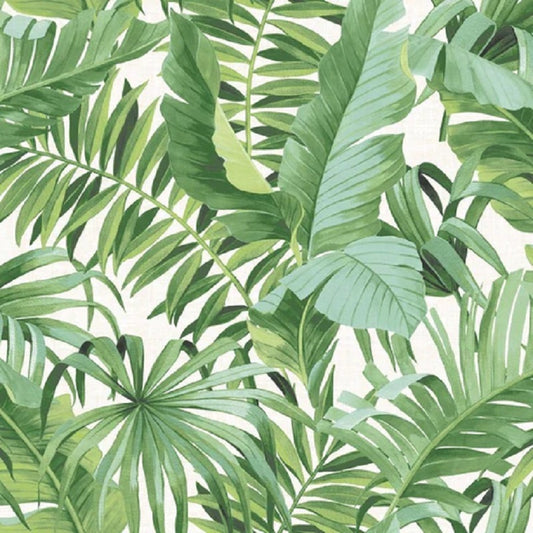 Solstice Tropical Leaf Wallpaper Green Sample