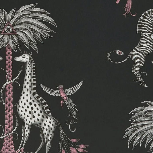 Clarke & Clarke Creatura Wallpaper- Charcoal Sample