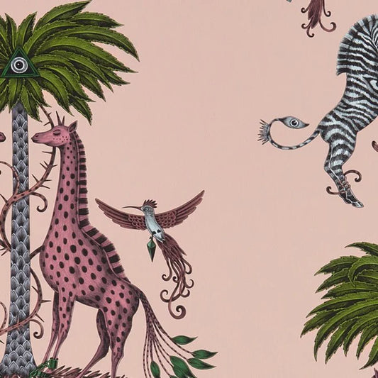 Clarke & Clarke Creatura Wallpaper- Pink Sample