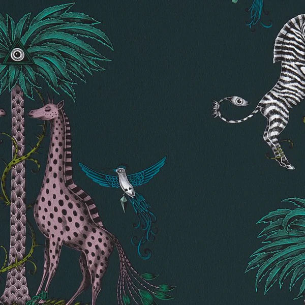 Clarke & Clarke Creatura Wallpaper- Teal Sample