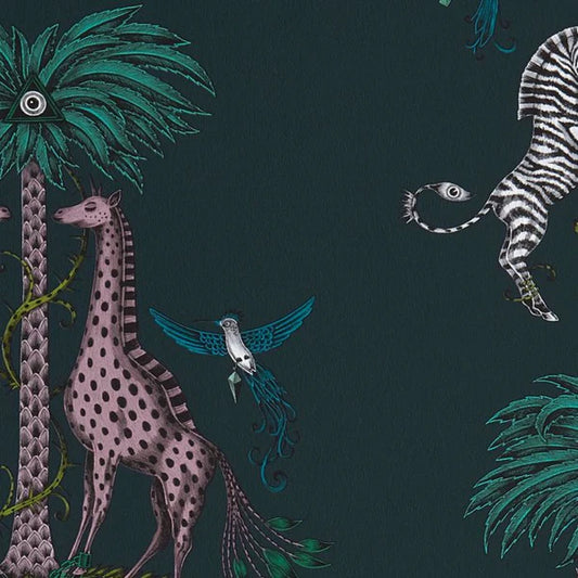 Clarke & Clarke Creatura Wallpaper- Teal Sample