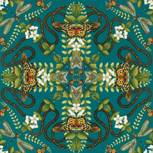 Clarke & Clarke Emerald Forest Wallpaper - Teal Sample
