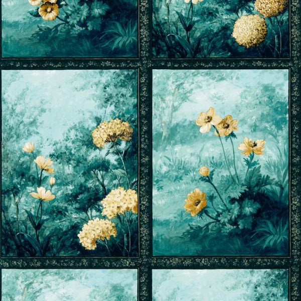 Clarke & Clarke Artus Wallpaper - Denim/Ochre Sample