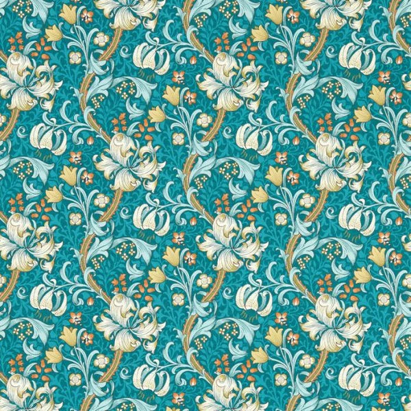 Clarke & Clarke Golden Lily Wallpaper - Teal Sample