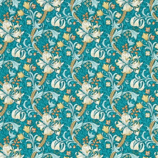 Clarke & Clarke Golden Lily Wallpaper - Teal Sample