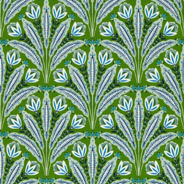 Clarke & Clarke Attingham Wallpaper - Cobalt/Green Sample