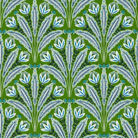 Clarke & Clarke Attingham Wallpaper - Cobalt/Green Sample