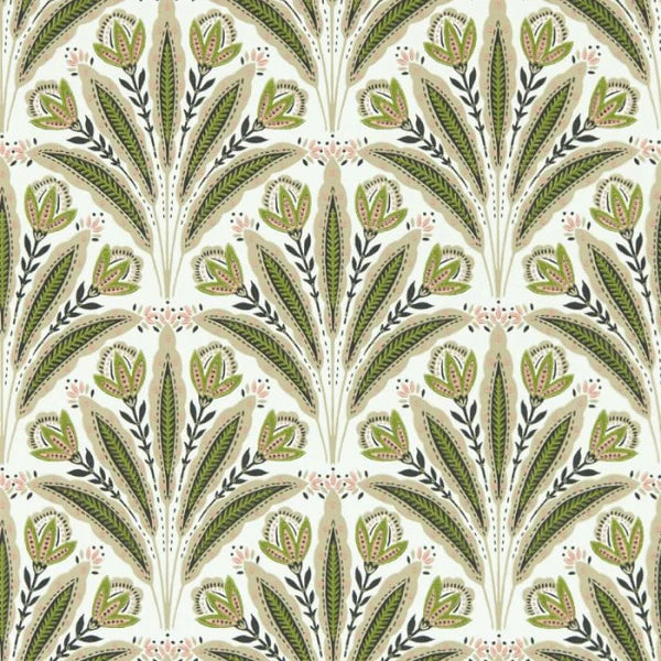 Clarke & Clarke Attingham Wallpaper - Sage/Blush Sample