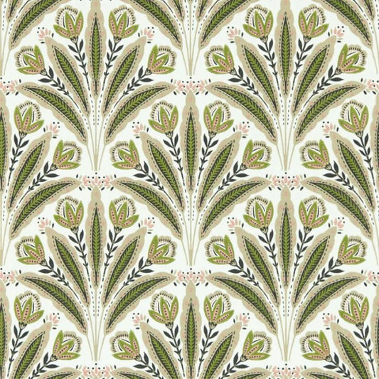 Clarke & Clarke Attingham Wallpaper - Sage/Blush Sample
