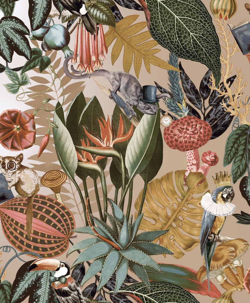 Retro Flower Linen Wallpaper