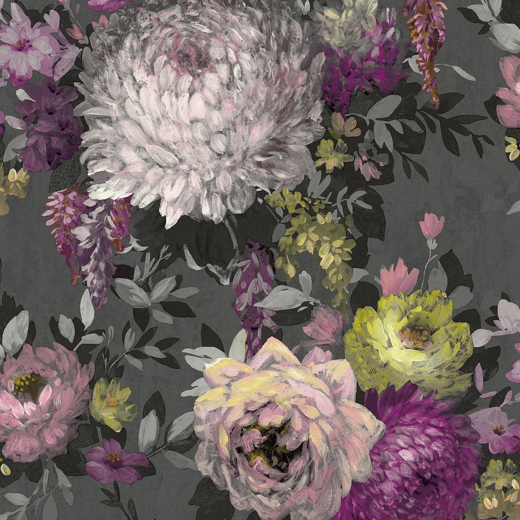 Chevril Metallic Floral Wallpaper