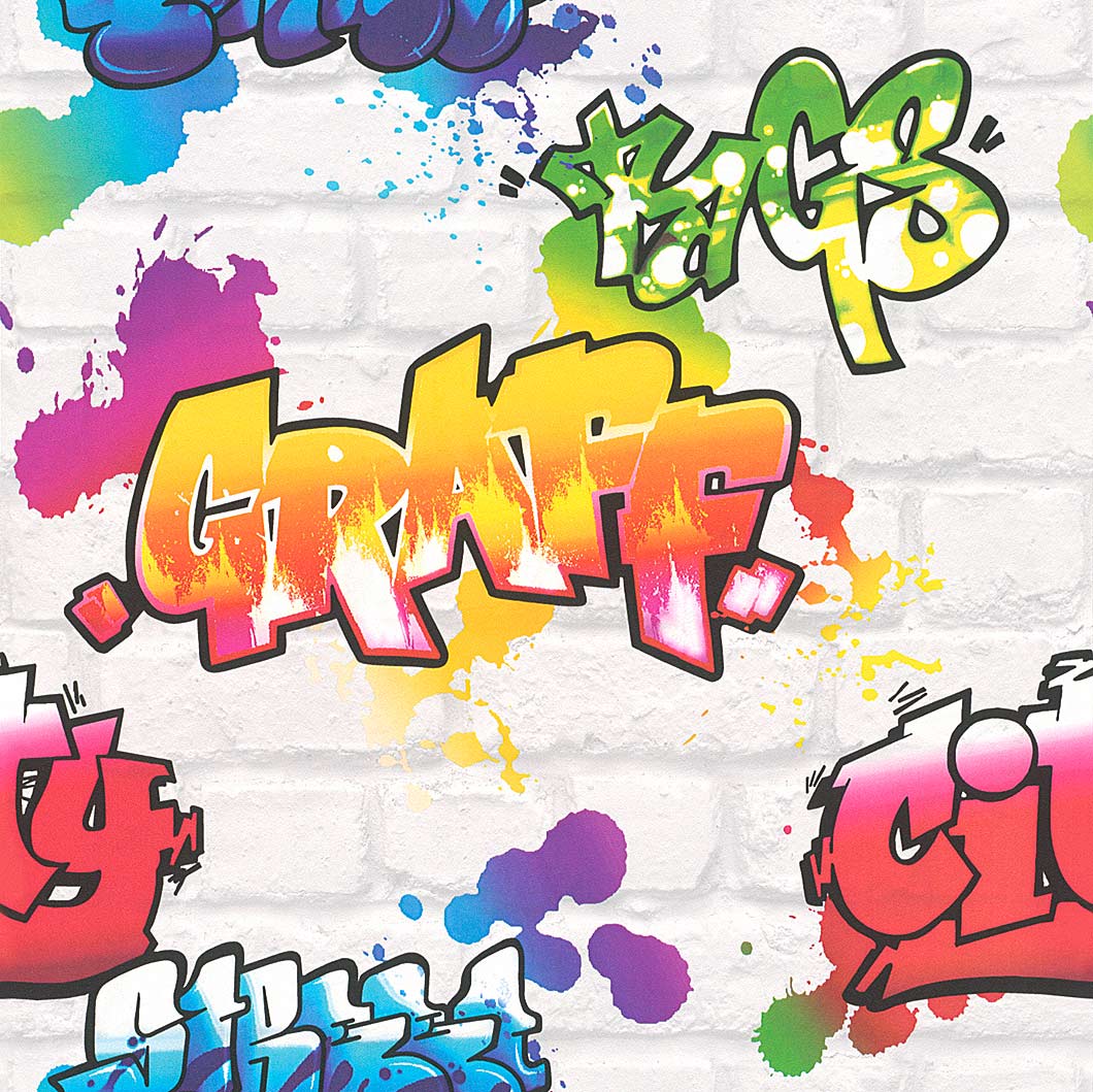 Kids Multi Graffiti Wallpaper 