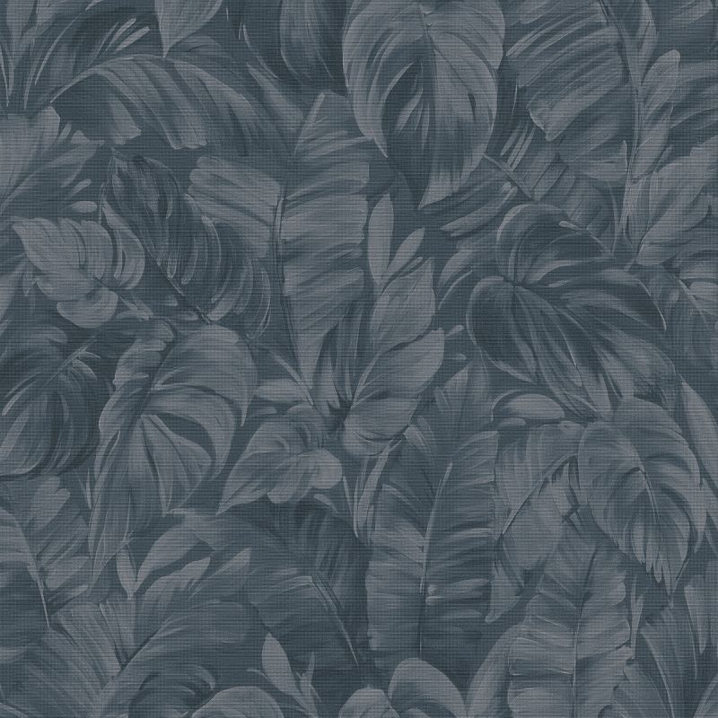 Sketched Palm Leaves Wallpaper - Blue