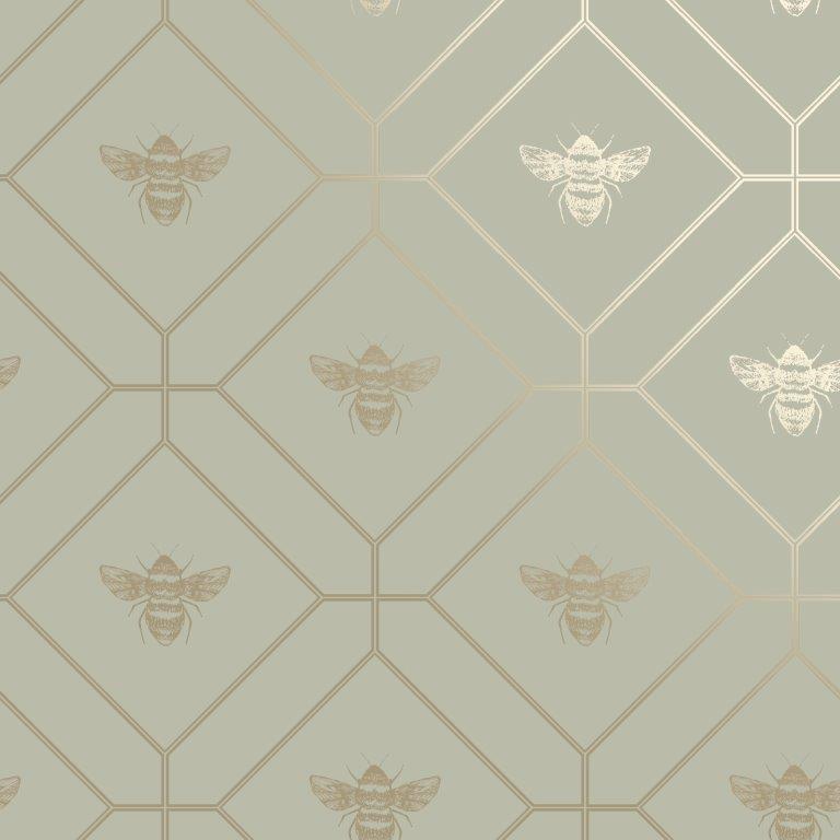 Honeycomb Bee Wallpaper Green