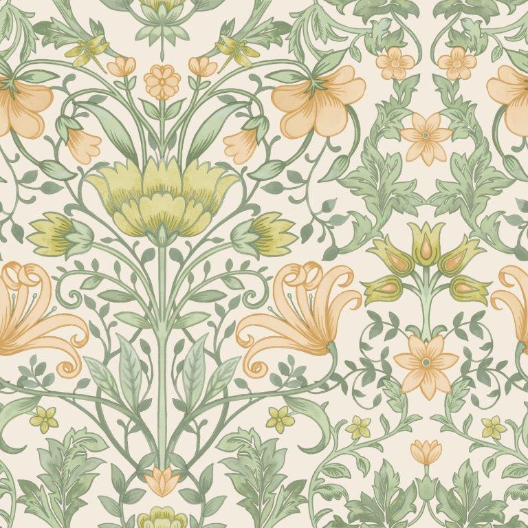 Vintage Floral Wallpaper Ochre