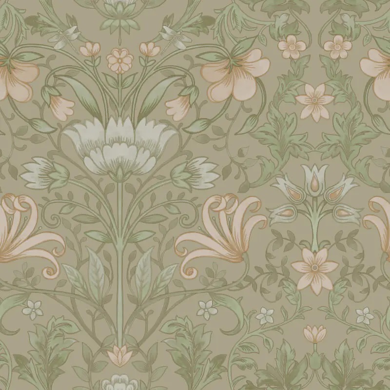 Vintage Floral Wallpaper Beige