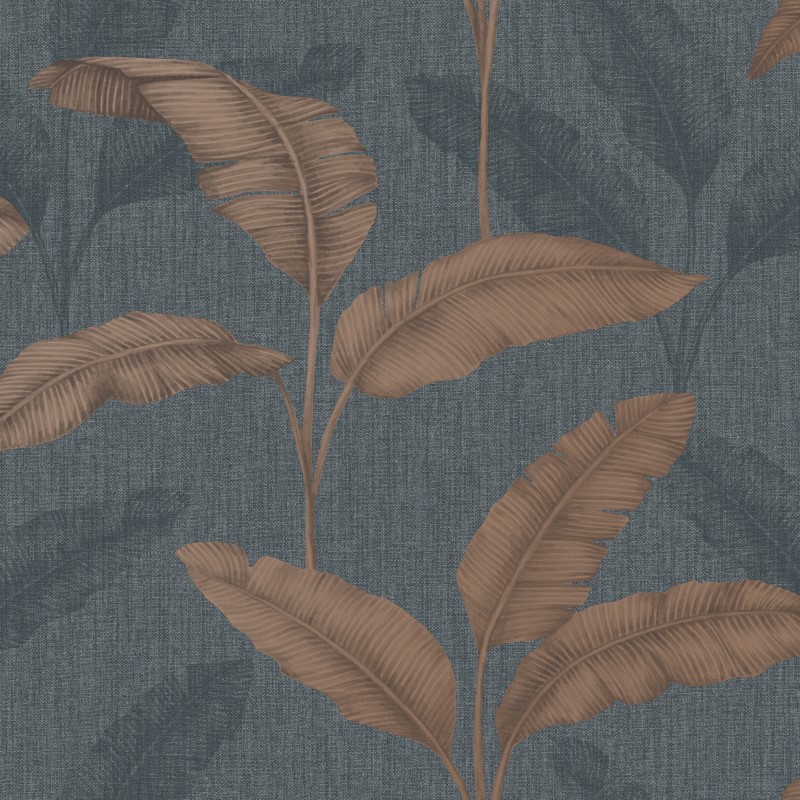 Amara Palm Leaf Navy Wallpaper 