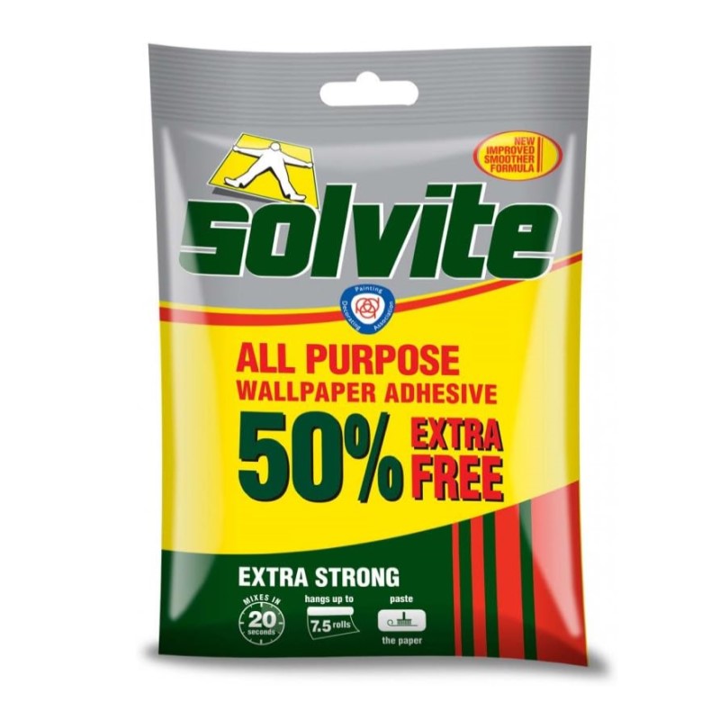Solvite Extra Strong All Purpose Wallpaper Adhesive (5 Rolls + 50% Free)