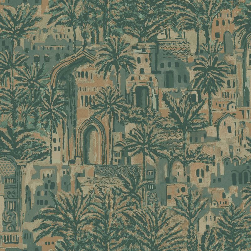 Tipaza Ancient Building & Palm Tree Wallpaper Green