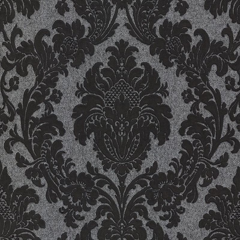 San Remo Damask Charcoal Grey and Black Wallpaper 
