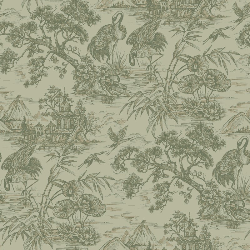 Natoru Oriental Wallpaper - Sage