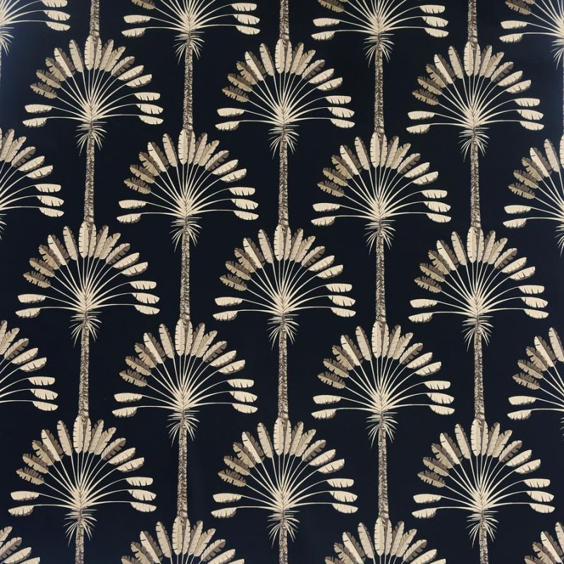 Printed Palm Palace Black and Gold Wallpaper 