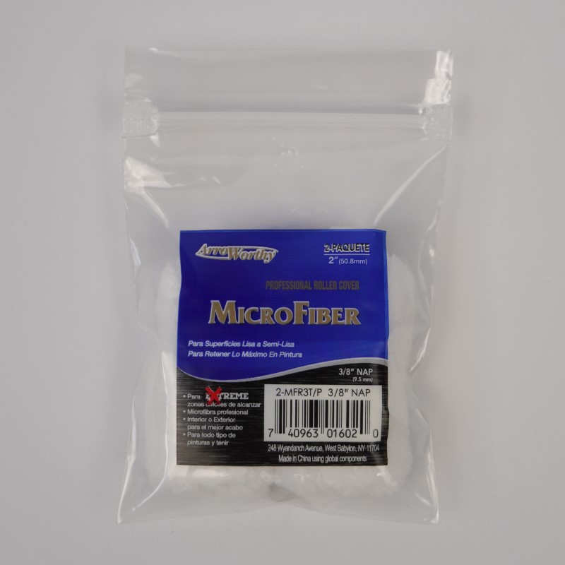 Arroworthy 2" Skinny Mini Professional Microfiber Roller Sleeve - 3/8" Nap (Twin Pack)