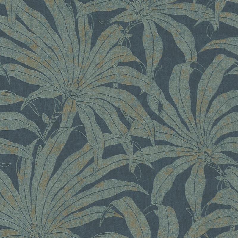 Tropical Palm Leaf Wallpaper - Blue