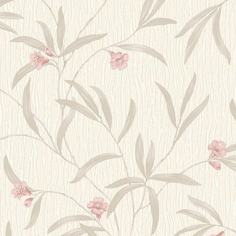 Tiffany Floral Cream/ Soft Terra Red Wallpaper