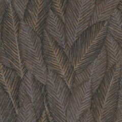 Textured Tropical Leaf Wallpaper - Copper & Brown