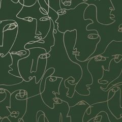 Abstract Faces Wallpaper Green/Gold