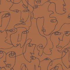 Abstract Faces Wallpaper Burnt Orange