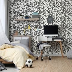 Squiggle Line Wallpaper - Black/White