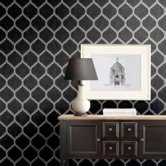 Zara Trellis Metallic Black Wallpaper 