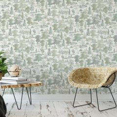 Oakley Toile de Jouy Wallpaper Green