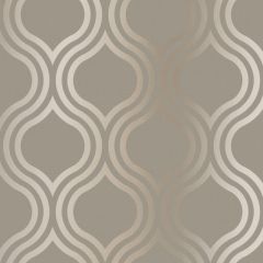 Platina Ogee Metallic Geometric Wallpaper Taupe/Rose Gold