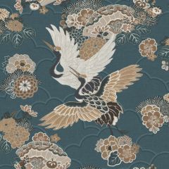 Kyoto Oriental Crane Wallpaper Teal