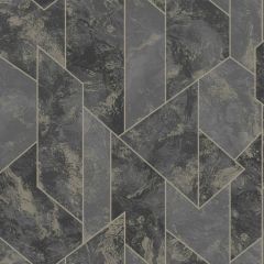 Zarci Marble Geometric Framed Wallpaper Charcoal