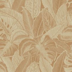 Linear Palm Leaf Tropical Wallpaper Burnt Orange