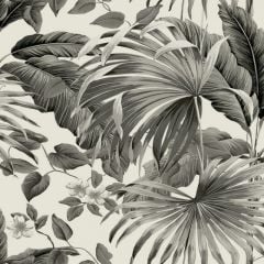 Retreat Large Leaf Floral Black and White Wallpaper 