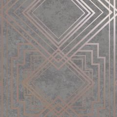 Delano Geometric Wallpaper Grey/Rose Gold