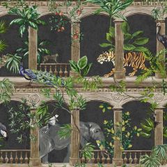 Tropical Animal Arches Black Wallpaper 