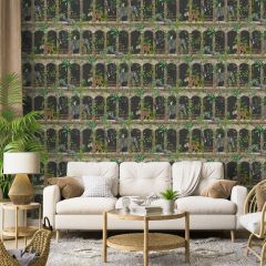 Petra Tropical Plant & Animal Black Wallpaper 