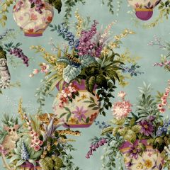 Rivara Floral Vase Soft Teal Wallpaper