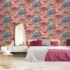 Zodiac Forest Pink Wallpaper