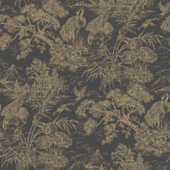 Natoru Oriental Wallpaper - Charcoal & Gold