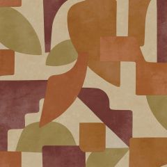 Linnet Geometric Wallpaper - Burgundy & Burnt Orange